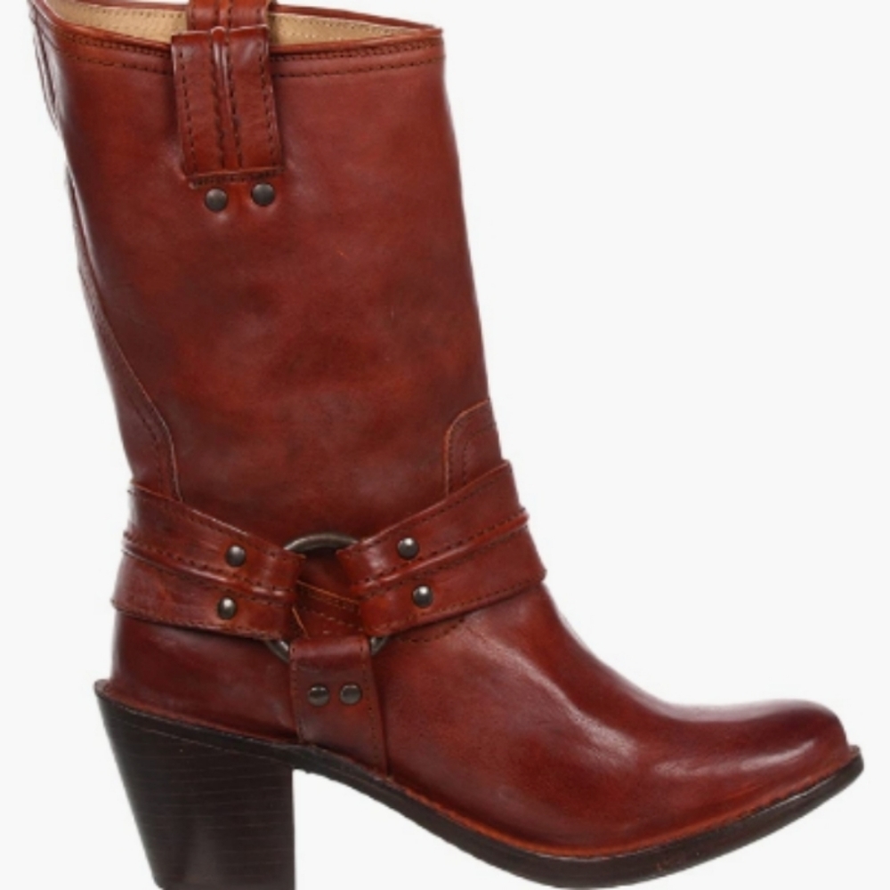 Frye Carmen Leather Harness Short Boots Whiskey 8.5 9 - Picture 3 of 12